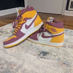 Nike Jordan 1 High-Top Sneakers in Purple and Yellow